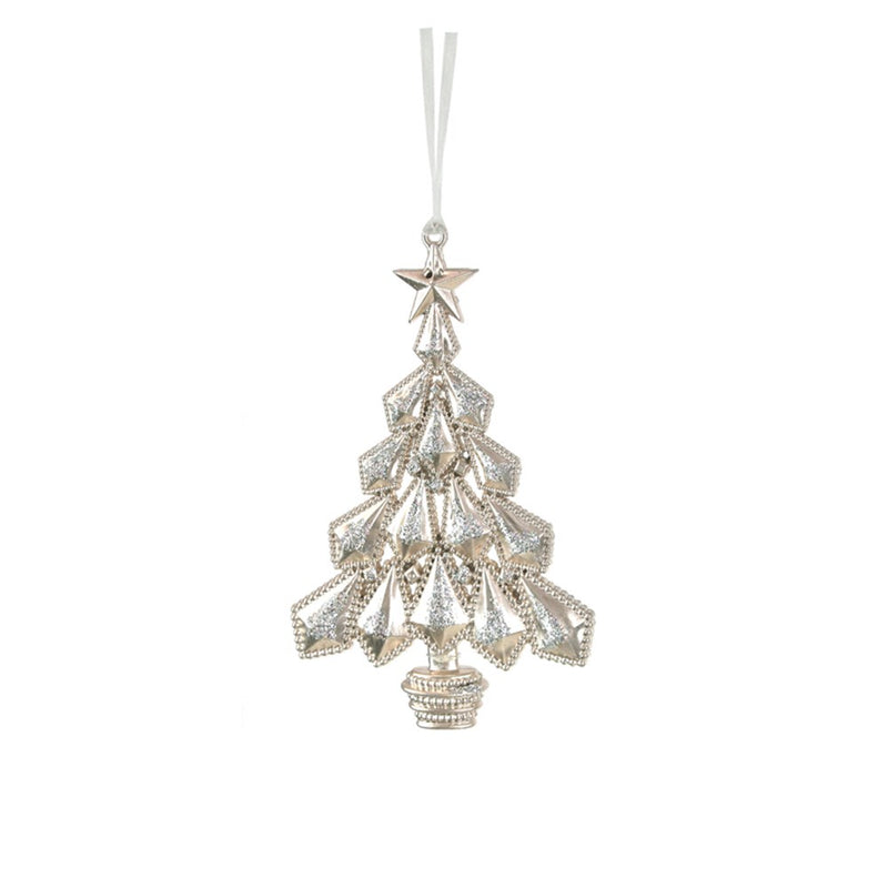 platinum Christmas tree decoration 14.5 x 9cm