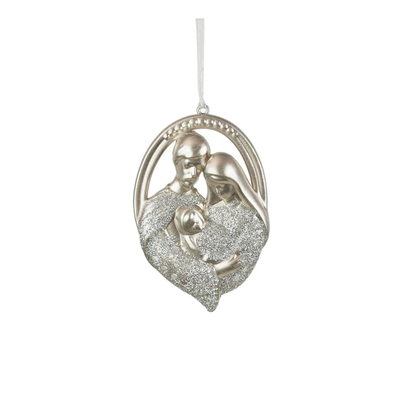platinum holly family Christmas tree decoration