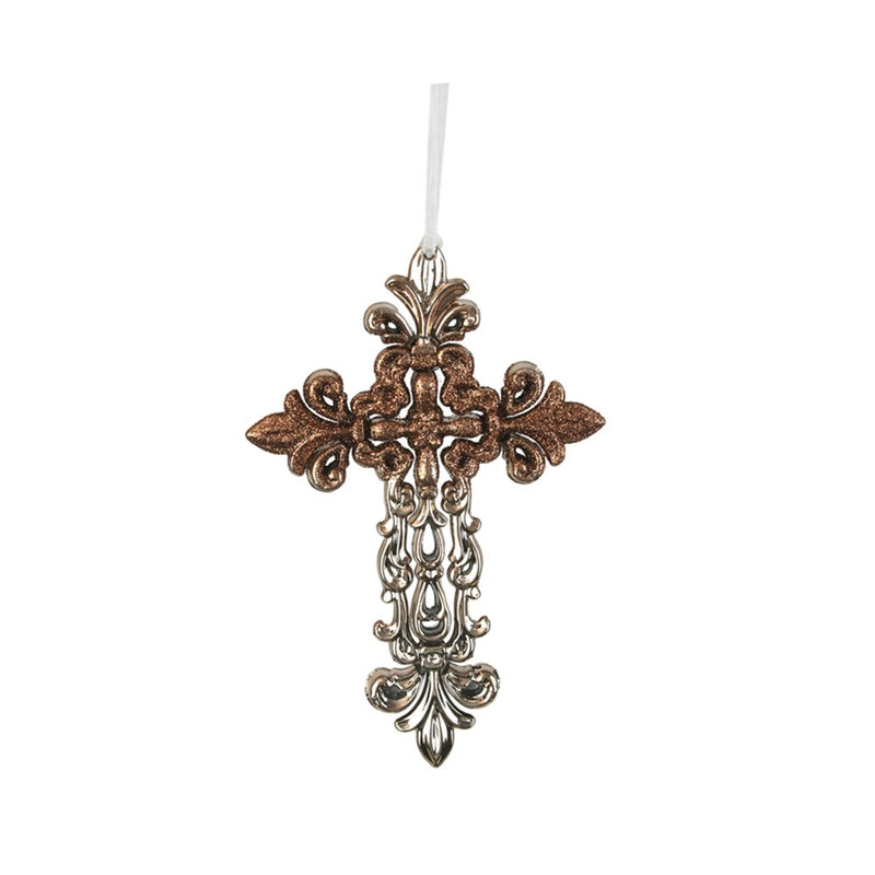 copper crucifix Christmas tree decoration 16 x 10.5cm