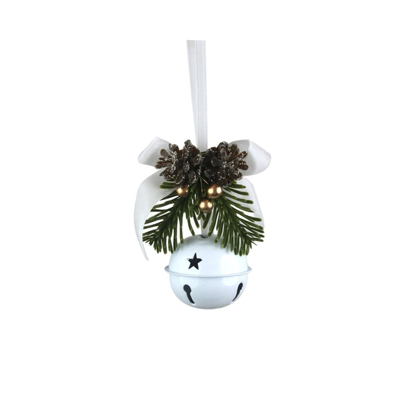 6cm white Christmas bell with white ribbon