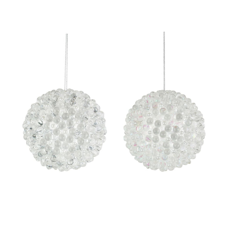 clear jewelled Christmas ball ornament 8cm