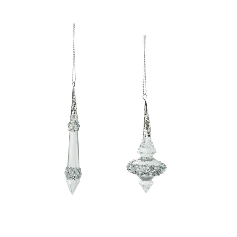 clear acrylic Christmas drop ornaments 13cm assorted