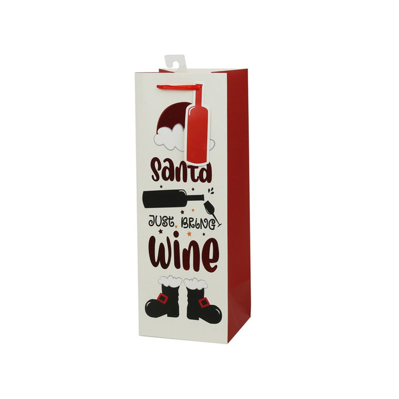 Santa Just Bring Wine Christmas bottle gift bag