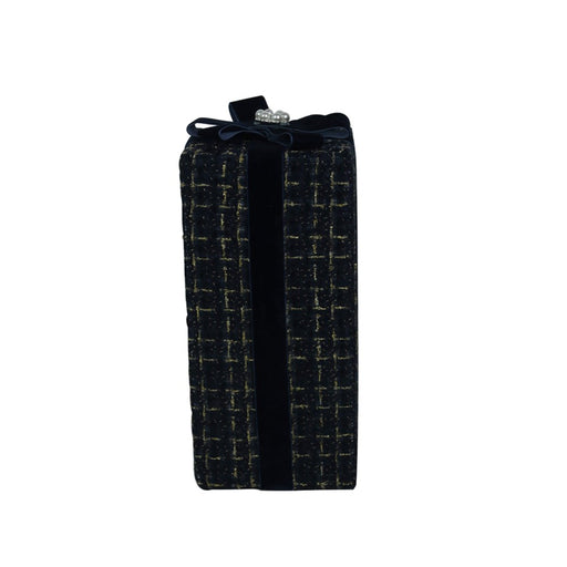 tall blue tweed Christmas gift box 12 x 12 x 28cm