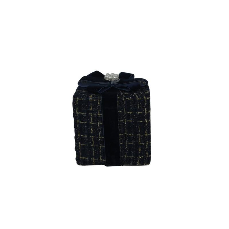 compact blue tweed Christmas gift box