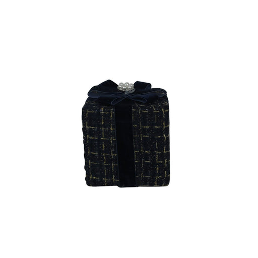 compact blue tweed Christmas gift box