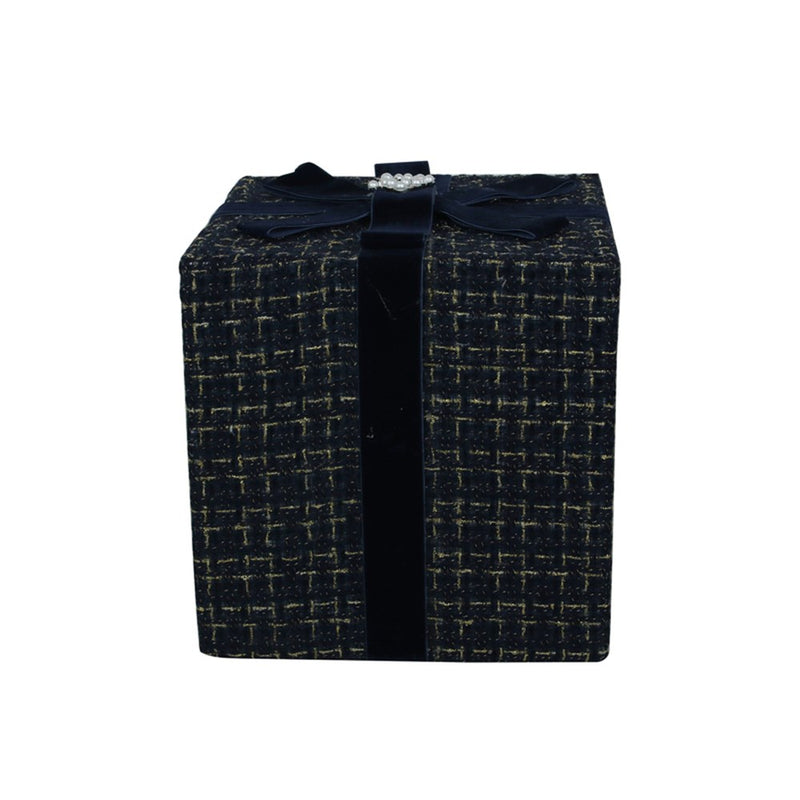 large blue tweed Christmas gift box 25 x 25 x 30cm