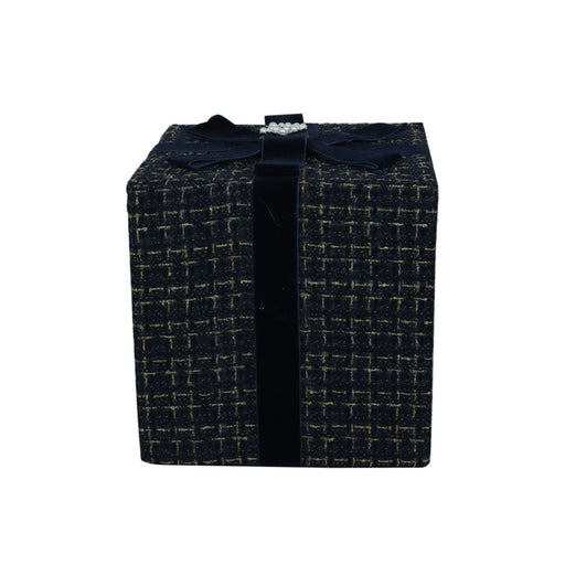 large blue tweed Christmas gift box 25 x 25 x 30cm