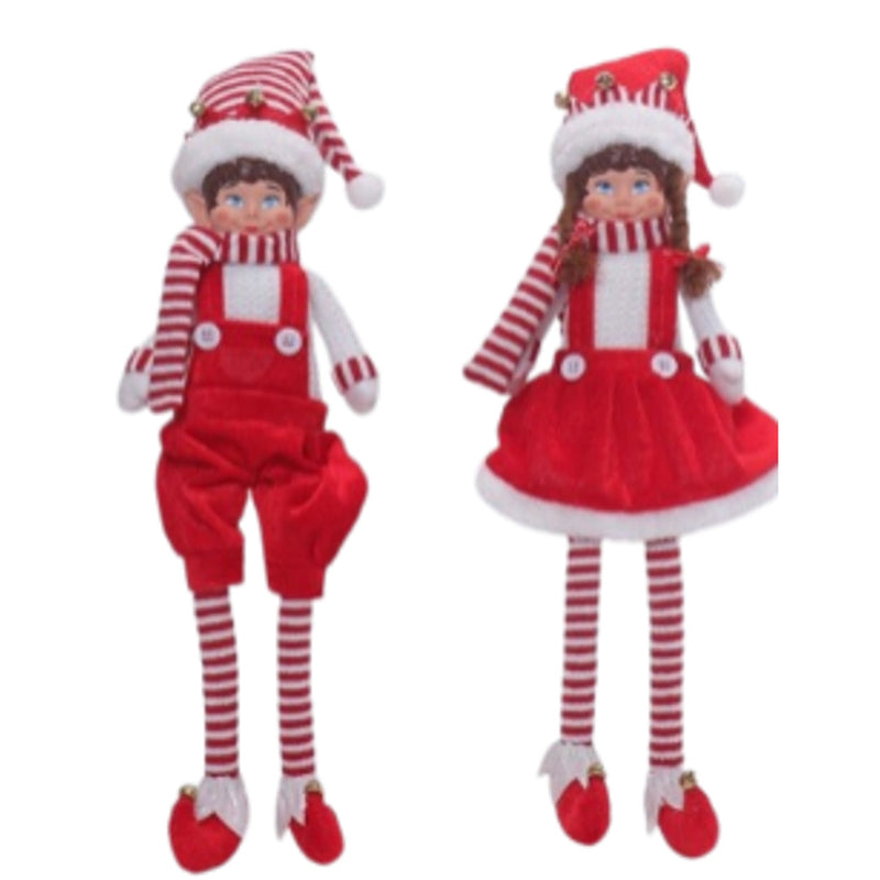 Ronis Shelf Sitting Porcelain Face Elves Dangling Legs Him and Her 50cm