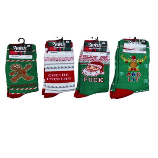 Xmas Rude Socks 4- 6 Assorted Designs Packed Assorted