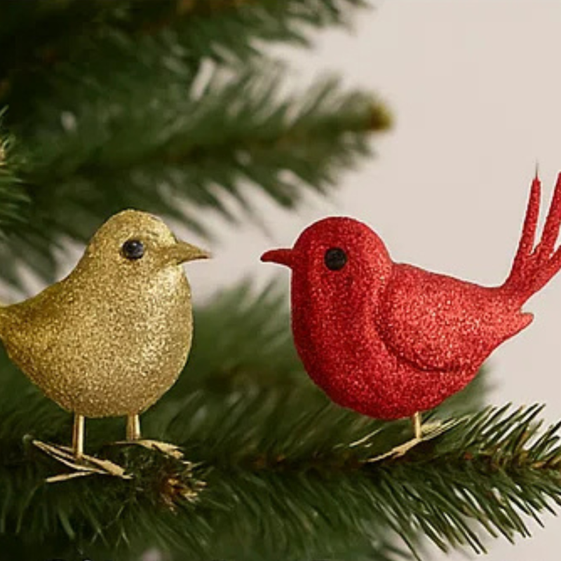 Clip-On Deco Glitter Bird 2pk Assorted