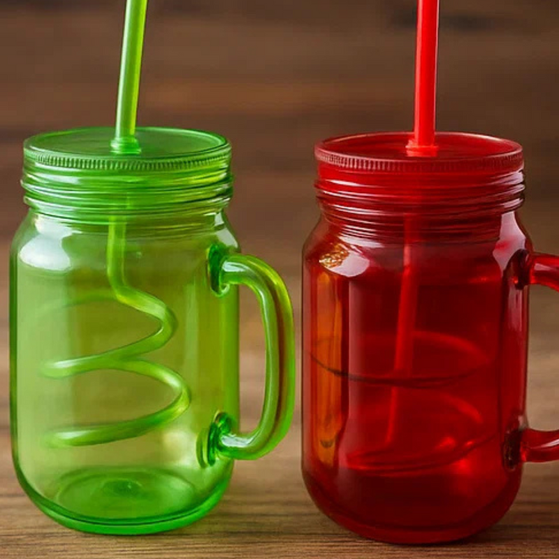 Party Jam Jar Spiral Straw 620ml