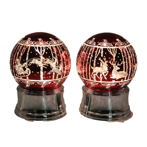 Ronis Waterball Sleigh & Deer Warm white 16cm Battery Operated 2 Assorted