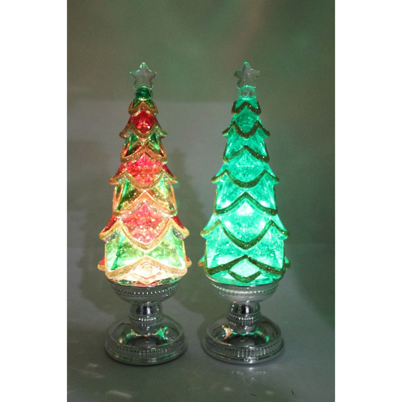 Ronis Coloured Xmas Trees Warm White 32cm Battery Operated 2 Assorted