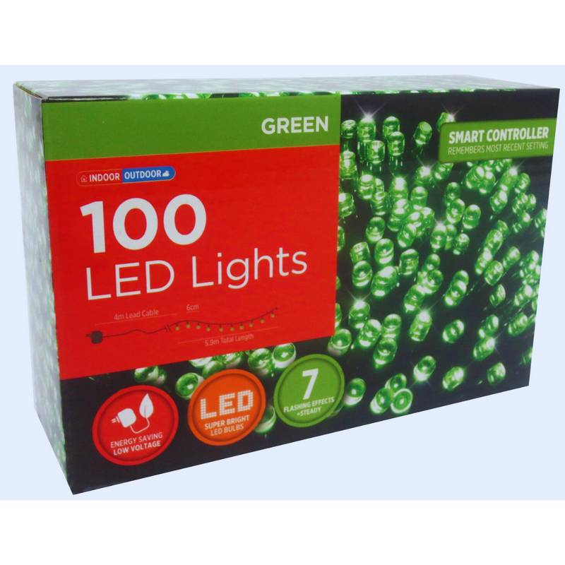 LED Lights 100 Flashing Green
