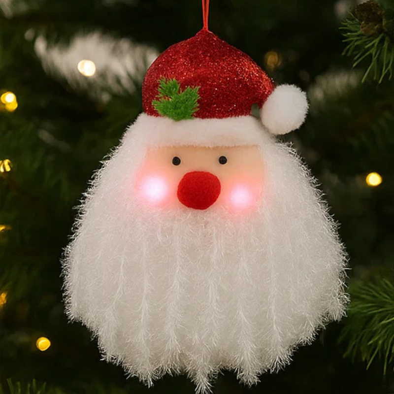 Santa Face Tinsel Light Up 50cm