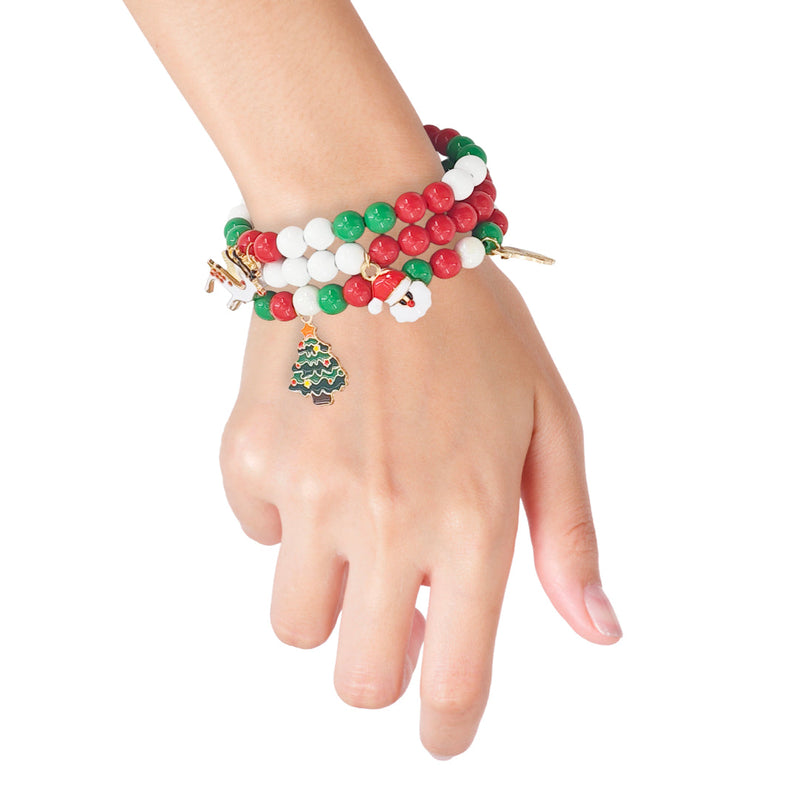 Christmas Bead Charm Bracelet 3pk Assorted 2