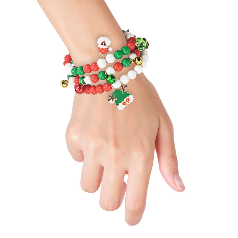 Christmas Bead Charm Bracelet 3pk Assorted 4