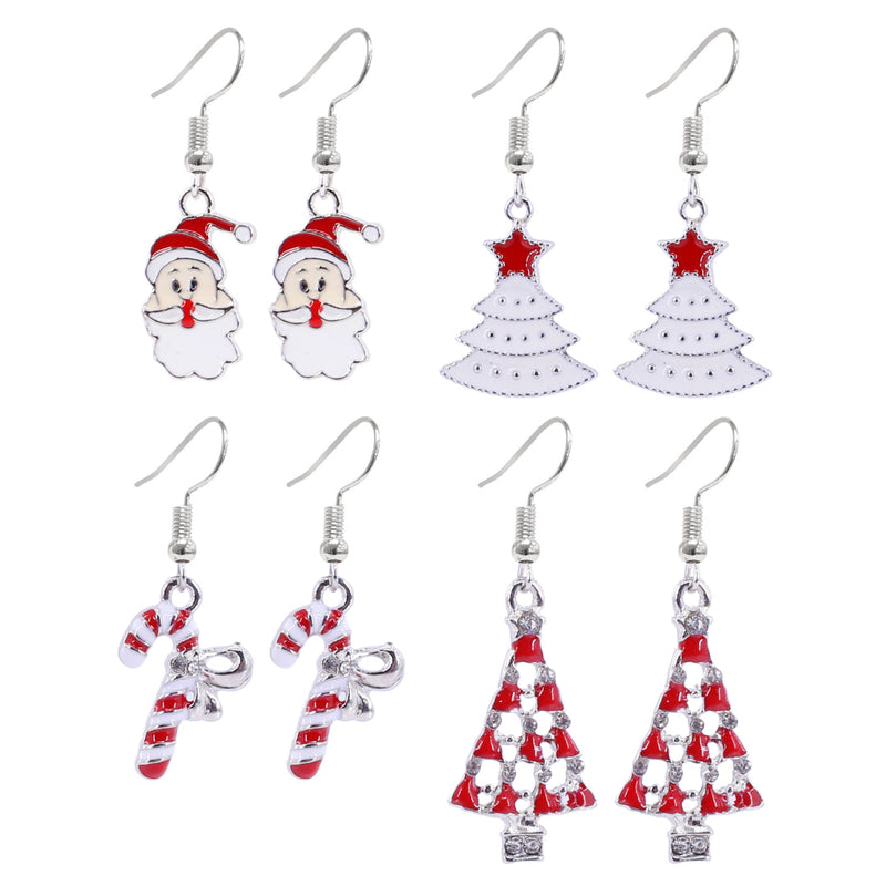 Christmas Earrings Red-White Assorted