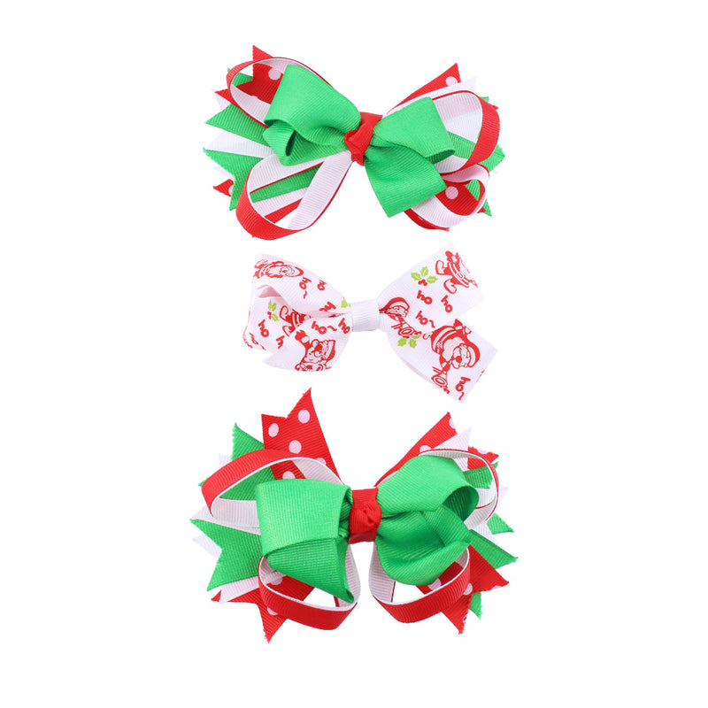 Hair Clips Ribbon Bow 3pk Assorted 2