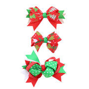 Hair Clips Ribbon Bow 3pk Assorted 5