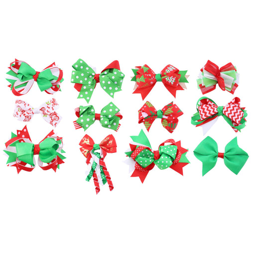 Hair Clips Ribbon Bow 3pk Assorted