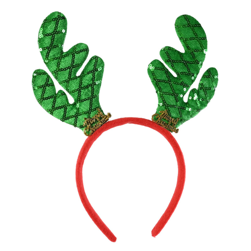 Headband Velvet/Glitter Antler Assorted 2