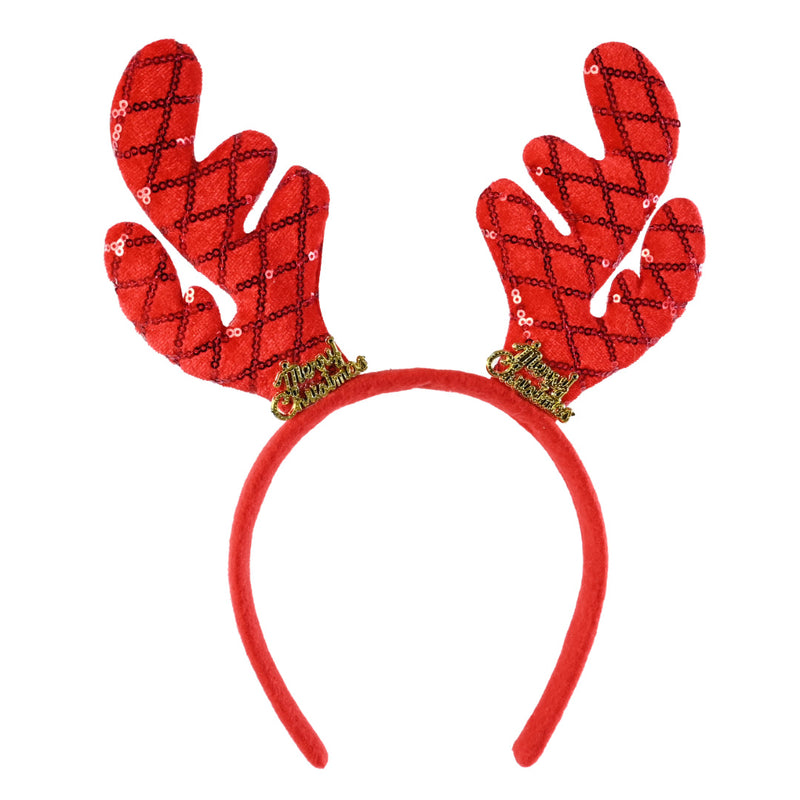 Headband Velvet/Glitter Antler Assorted 4