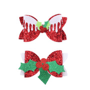 Hair Clip Glitter Bow 2pk Assorted 2