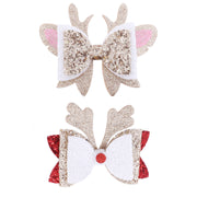 Hair Clip Glitter Bow 2pk Assorted 3