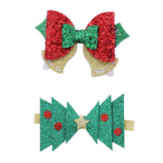 Hair Clip Glitter Bow 2pk Assorted 4