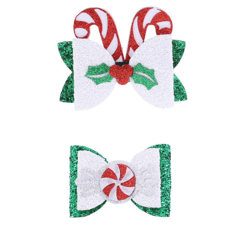 Hair Clip Glitter Bow 2pk Assorted 5