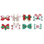 Hair Clip Glitter Bow 2pk Assorted