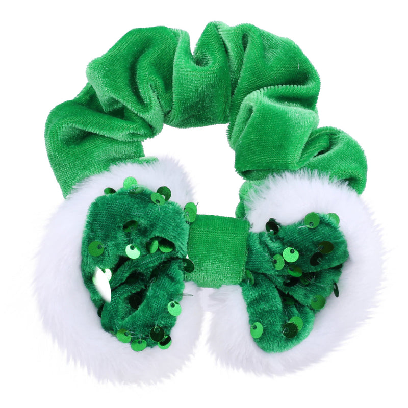 Hair Scrunchie Snow Sequin Bow Assorted 2