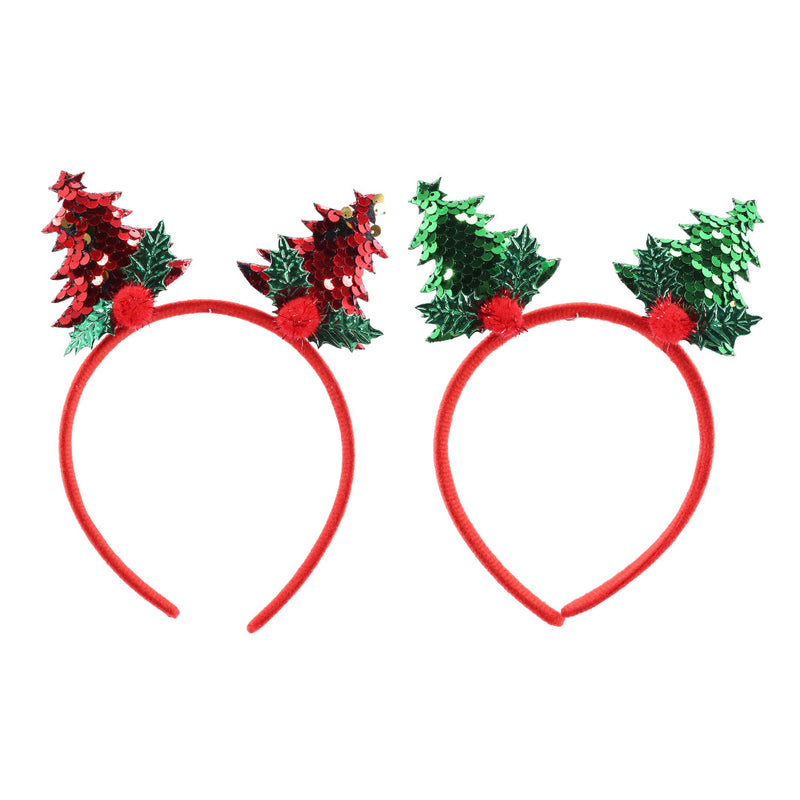 Headband Sequin Holly Trees Assorted