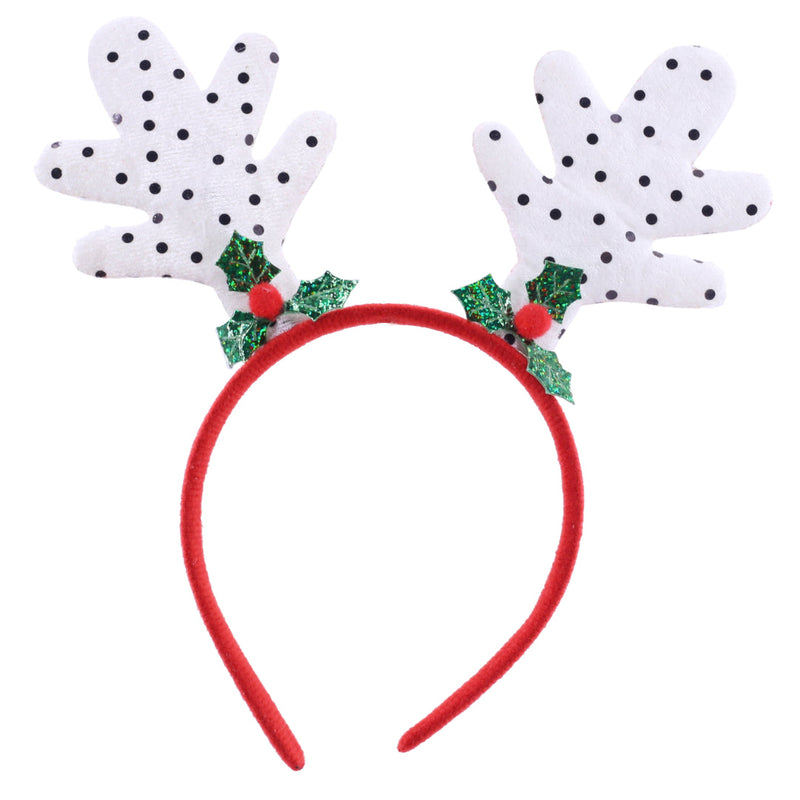 Headband Velveteen Holly Antlers Assorted 2