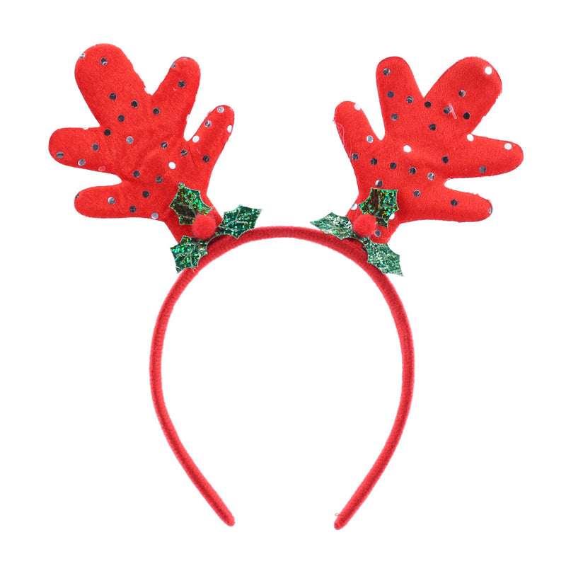 Headband Velveteen Holly Antlers Assorted 3