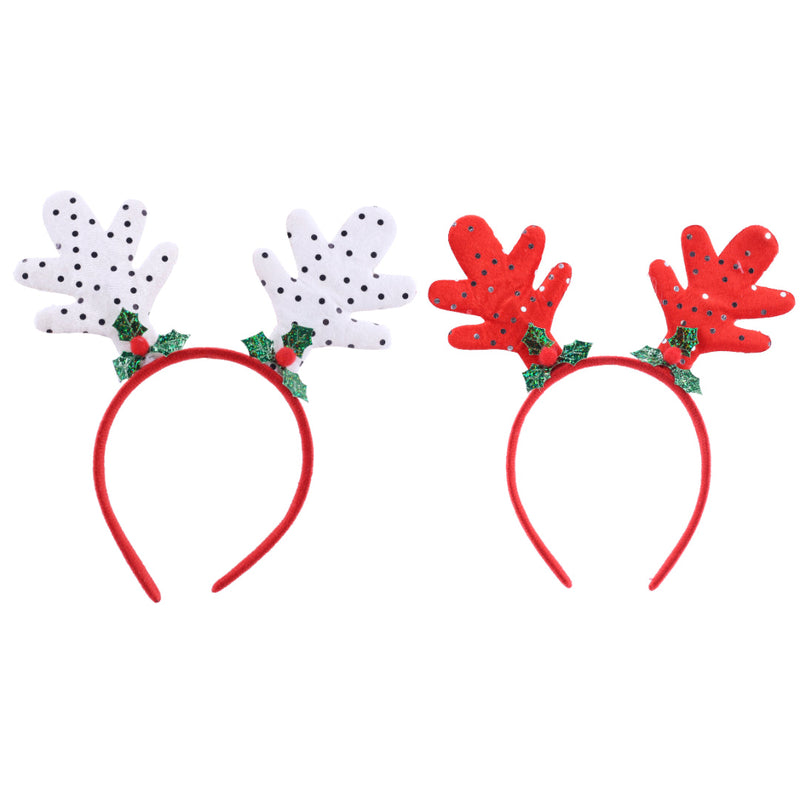 Headband Velveteen Holly Antlers Assorted