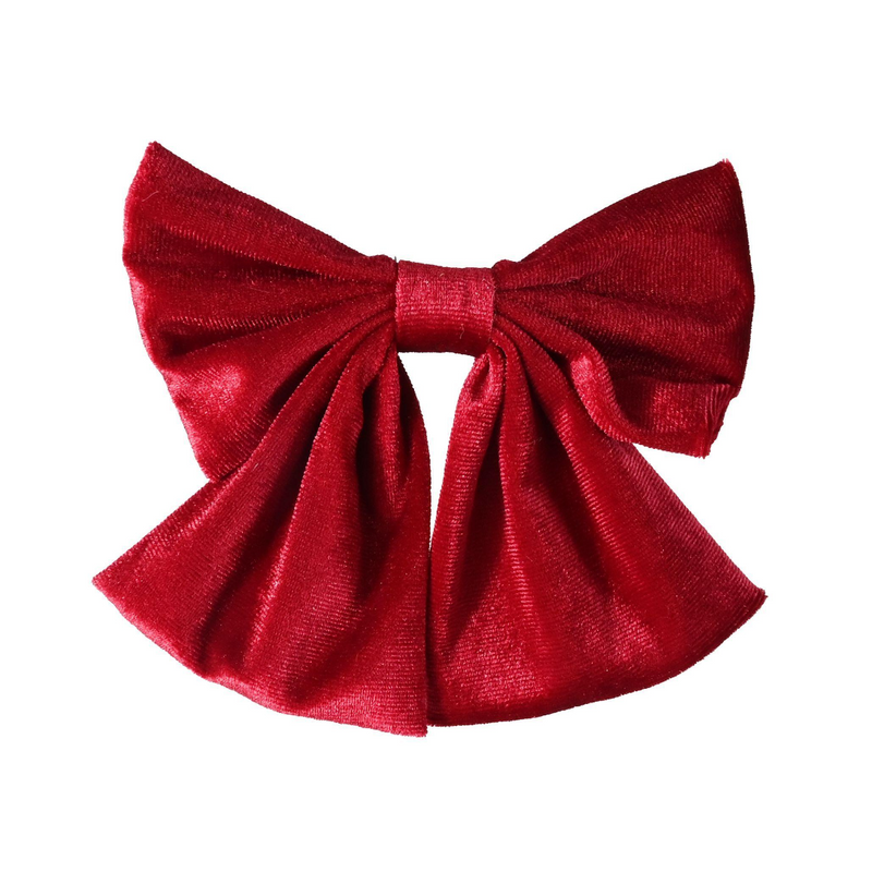 Red velveteen Christmas bow hair clip