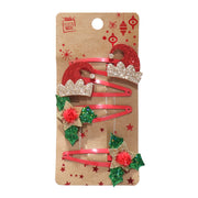 Hair Clip Red-Green Deco 4pk Assorted 2
