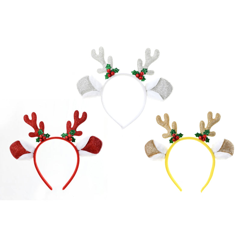 Headband Big Ears Holly Bells Assorted