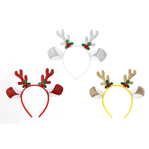 Headband Big Ears Holly Bells Assorted