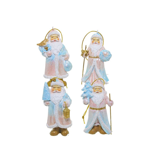 Ronis Christmas Hanging Décor Pink/Blue Santa Ornaments 4 Assorted
