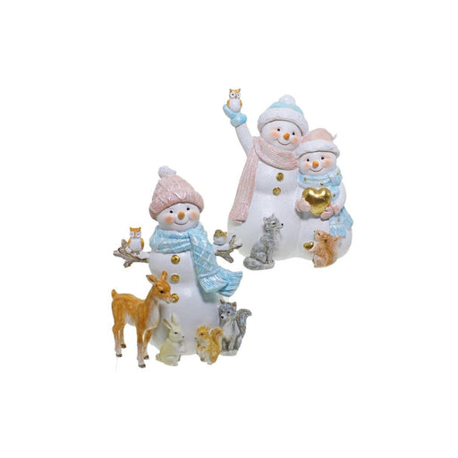 Ronis Pink/Blue Snowman Decorations 2 Assorted