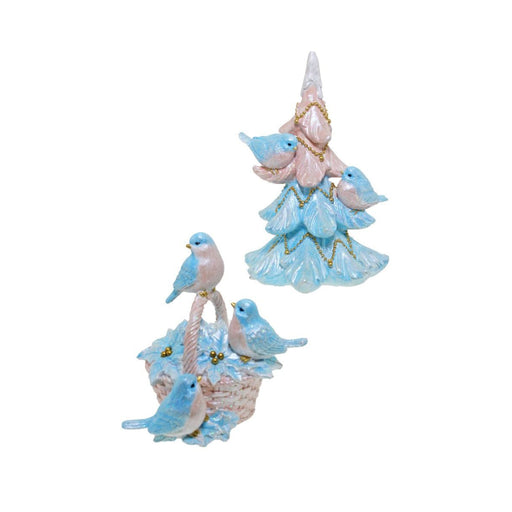 Ronis Pink/Blue Bird Tree & Basket 2 Assorted