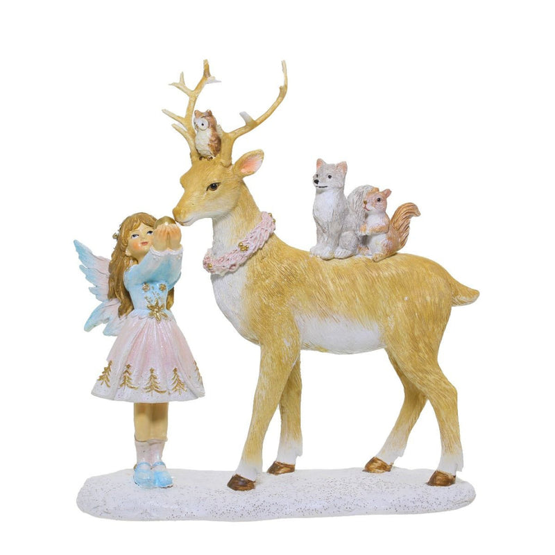 Ronis Pink/Blue Standing Fairy & Deer