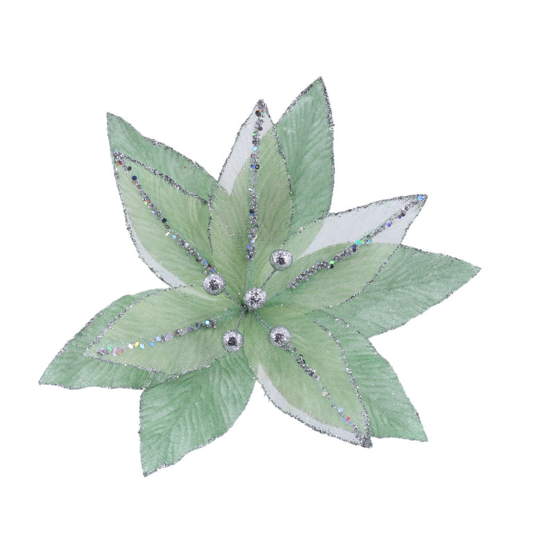 Velvet Sheer Poinsettia Clip Assorted 3