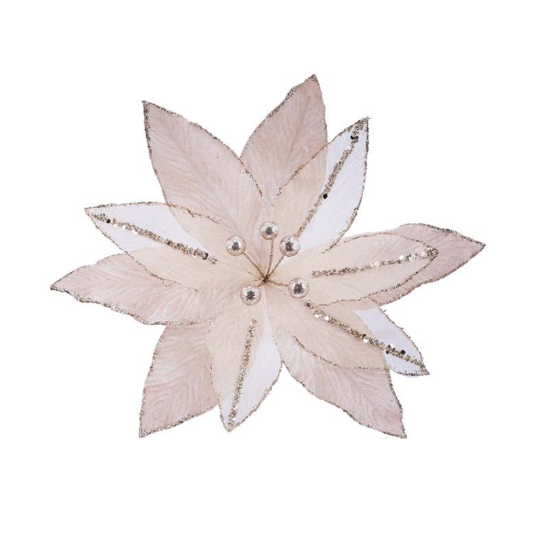 Velvet Sheer Poinsettia Clip Assorted 5