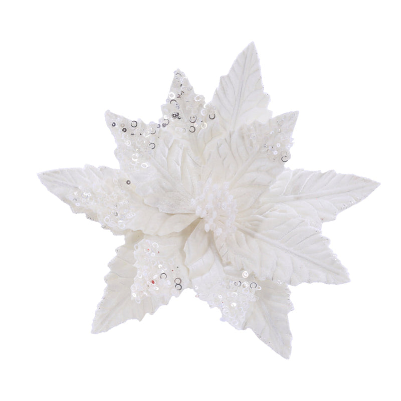 Powderpuff Poinsettia Clip Assorted 2