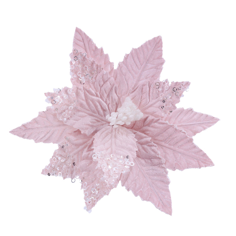 Powderpuff Poinsettia Clip Assorted 3